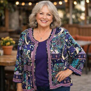 Joan Rivers Jacket Purple Teal Pink Blue Size 3X Fairycore Whimsigoth Y2K